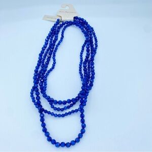 NWT cobalt blue multi strand plastic necklace draped
